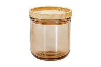Банка для сыпучих продуктов, 350 мл, стекло/дерево, коричневая, Jars