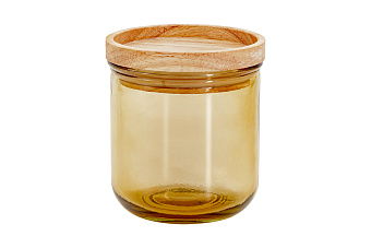 Банка для сыпучих продуктов, 350 мл, стекло/дерево, светло-коричневая, Jars