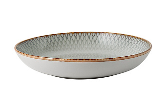Тарелка суповая, 23х4,5 см, керамика, серо-бежевая, Серые ромбы, Mandala