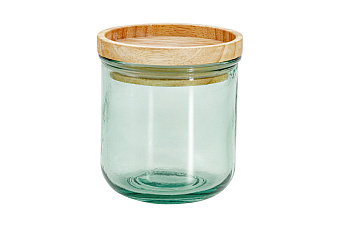 Банка для сыпучих продуктов, 350 мл, стекло/дерево, зеленая, Jars