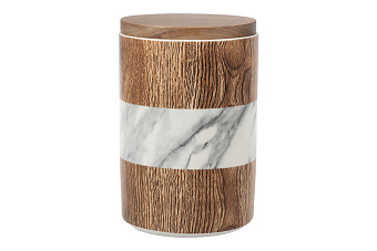 Банка для сыпучих продуктов, 1,1 л, фарфор P/бамбук, коричневая, Wood&Marble