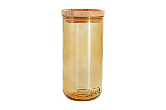 Банка для сыпучих продуктов, 820 мл, стекло/дерево, светло-коричневая, Jars